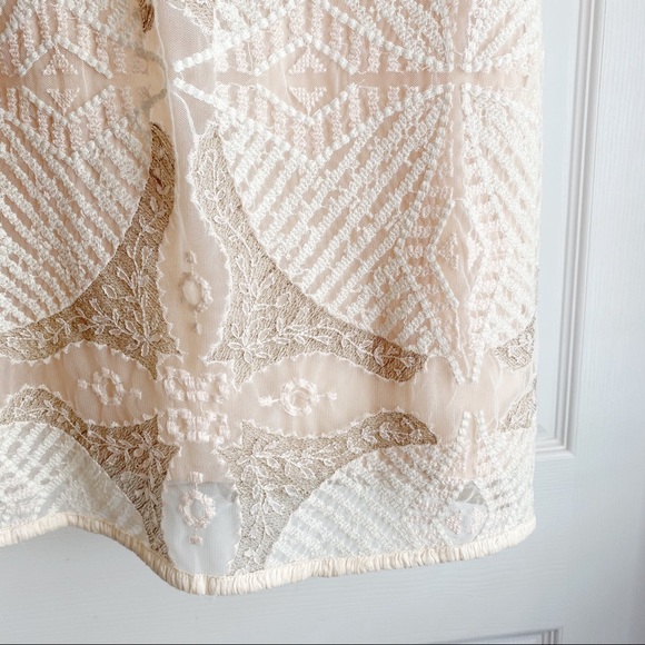 Intropia Embroidered Lace Cream Mini Dress Size 4 - Picture 5 of 11